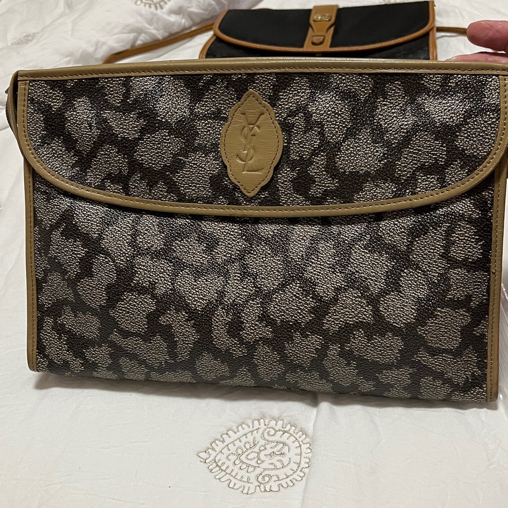 Ysl Gray Patterned Clutch Authentic - image 1